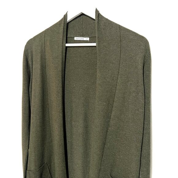 Pink Clover Open Front Fine Knit Cardigan Sweater Army Green Womens XSmall NEW - Picture 4 of 13